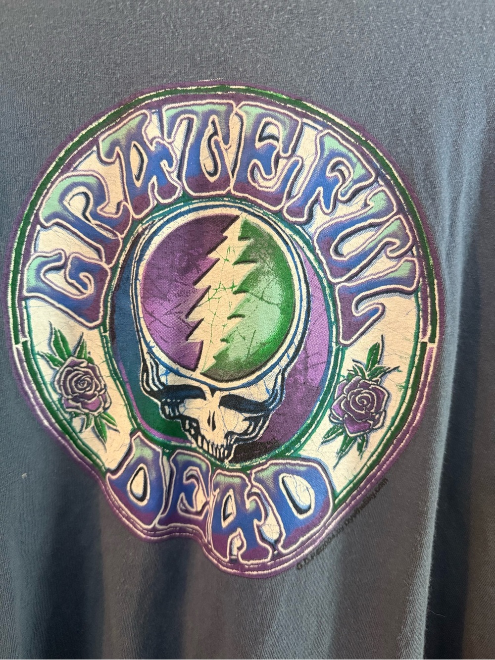 Grateful Dead Men's Long Sleeve - Dusty Blue with Steal Your Face Skull Logo - Picture 2 of 9